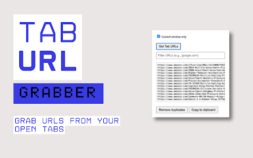 Tab URL Grabber - Copy all urls from tabs :: Grabs URLs from tabs and allows you to remove duplicates and copy them to clipboard.