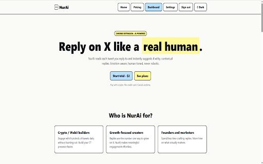 NurXai - AI Reply for X :: Human-sounding AI reply suggestions for X with context, images, styles, and manual paste control.