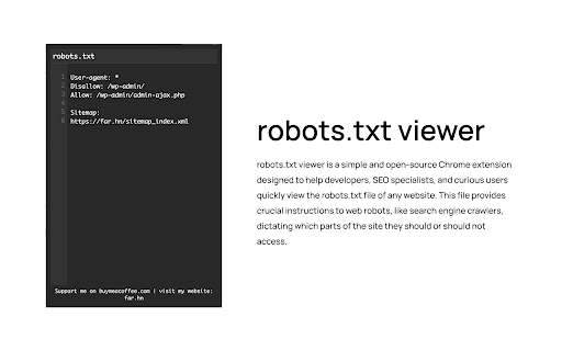 robots.txt viewer :: A Chrome extension to view robots.txt content.