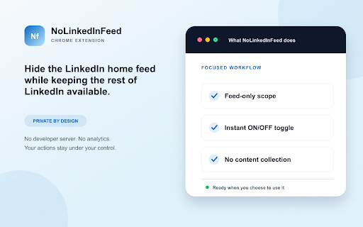 NoLinkedInFeed :: Hide the LinkedIn home feed.