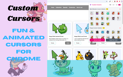 Custom Cursor - Fun & Animated Cursors for Chrome :: Custom Cursor lets you change your boring mouse pointer into something amazing. Choose from thousands of animated, cute, and fun…