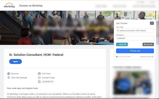 Job Tracker: Save job applications to Google Sheets :: Save applied jobs automatically into your Google Sheets!