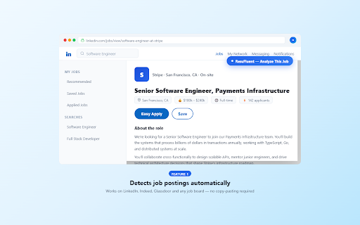 ResuFluent AI :: AI-powered job application assistant that analyzes job postings and tailors your resume to match requirements on job websites