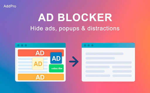 Add Pro Ad Blocker :: Ad Blocker – block ads, stop popups, remove advertising, add extra privacy, disable trackers in Chrome.