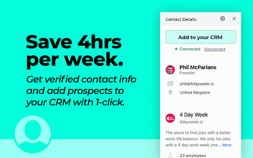 Add to CRM for Zoho: Free B2B Prospecting Integration :: Find verified contact info for your prospects on professional social networks and add them to your Zoho with 1-click.