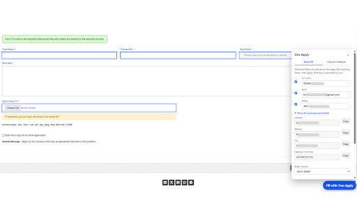 One Apply :: One Apply browser extension for autofill, resume attachment, and application logging workflows.