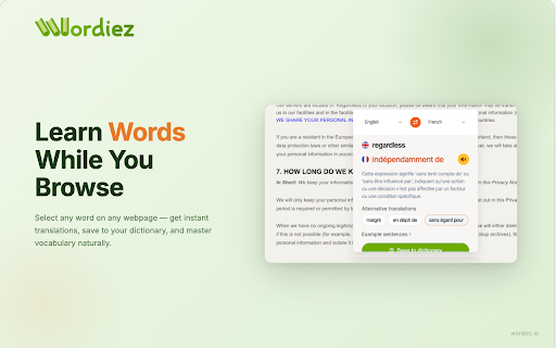 Wordiez :: Learn new words while browsing the web.
