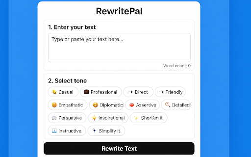 RewritePal :: Instantly rewrite and enhance your text with AI in multiple tones - professional, casual, friendly, and more.