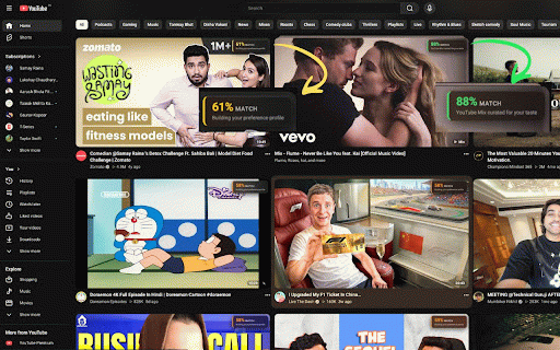 YouTube Preference Engine :: Your personal YouTube scoring engine. See Match % badges on recommended videos based on your profile before you click.