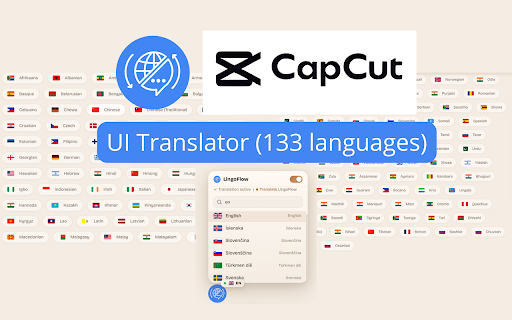 CapCut Translate: Interface Translator, 133 Languages :: Get CapCut in American English. This extension translates the CapCut editor interface into 133 languages.
