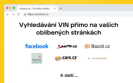 Autokuk.cz - Vyhledání VIN na jeden klik :: Automaticky rozpoznává VIN kódy na webových stránkách a umožňuje jejich okamžité vyhledání na Autokuk.cz