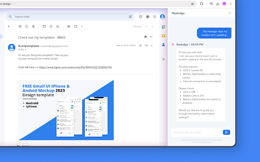 Naaledge :: Chat with your organization's AI agent in a browser side panel for instant answers from your knowledge base.