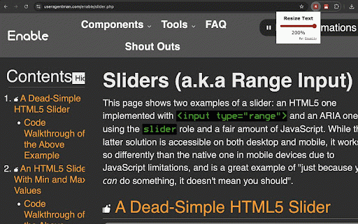 Resize Text By Equa11y :: Quickly and easily resize the browser text up to 200%