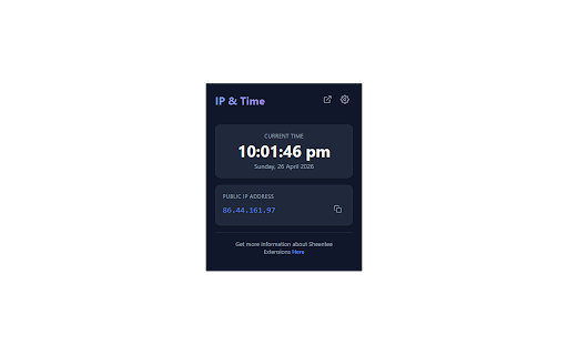 IP Address & Time Display :: Display your public IP address and current system time.