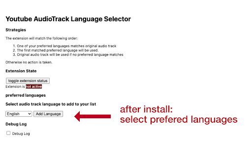 YouTube Audio Selector :: Automatically select a predefined audio track language for YouTube videos. Works on Shorts, even those without audio selection.