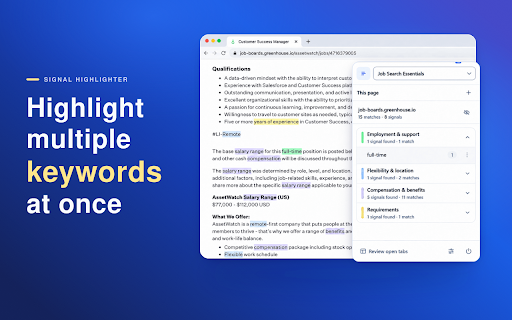 Signal Highlighter: Highlight Multiple Keywords :: Automatically highlight multiple keywords and phrases on web pages. Reuse profiles, navigate matches, and spot missing checks.