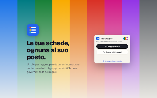 Tab Grouper — Automatic tab groups :: Automatically sorts your tabs into Chrome tab groups based on customizable domain rules. Tidy tabs in one click.