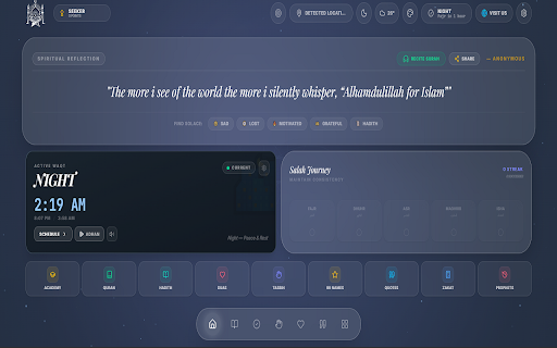 Noor - Islamic Companion :: Islamic prayer times, Adhan alerts, Quran, Hadith, Duas, and quote reflections.