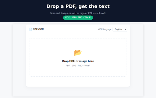 PDF OCR — Extract Text from PDF :: Extract text from scanned or image-based PDFs. 100% local processing — your files never leave your browser.
