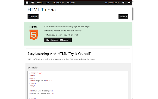 W3Schools :: This extension provides a clean, distraction-free, app-style window to access popular web development learning resources.