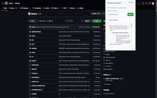 GitHub Issue Helper :: A browser extension that helps you search, analyze and manage GitHub issues more efficiently base on AI.