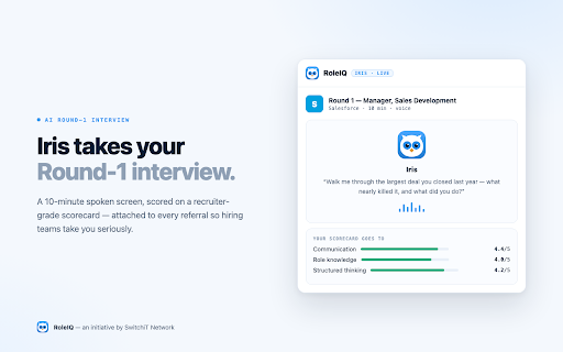 RoleIQ — Find Your Fit :: SwitchiT Network RoleIQ: score your CV against any job, catch ATS rejections, and tailor your resume in one click.