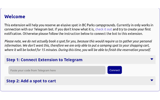 BC Parks Automation :: Availability notifications and automatic cart reservation of BC Parks Campsites