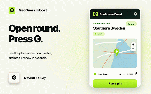 GeoGuessr Boost (GeoGuessr Cheat / Hack) :: GeoGuessr cheat and GeoGuesser hack helper with exact coordinates, Auto Place, Smart Zoom, Range, and OpenGuessr support.