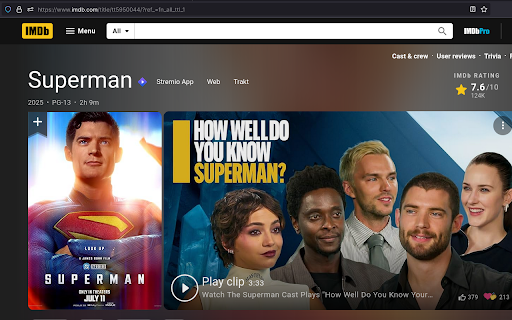 IMDb Stremio & Trakt Buttons :: Adds Stremio and Trakt buttons to IMDb pages.