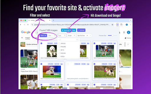 Image Downloader (Imagent) :: A browser extension for sniffing, analyzing web images, and providing batch download functionality.