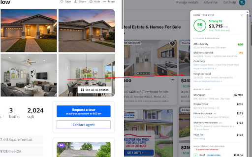 Home True Cost :: True monthly cost, maintenance risk, and a fit score on every Zillow listing. See what you'd actually pay before you click.
