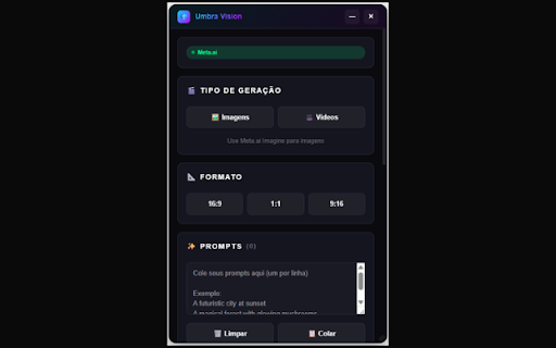 Umbra Vision - Meta.ai Automator :: Automatize a geração e download em massa de imagens e vídeos com Meta.ai