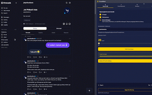 ThreadRank :: Kumpulkan dan urutkan post Threads berdasarkan engagement, langsung dari panel samping browser.