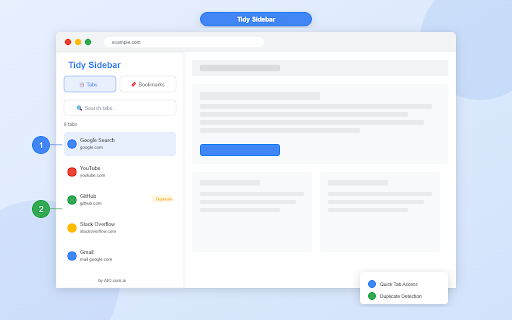 Tidy Sidebar :: Organize your browser with a clean sidebar for tabs and bookmarks. by AIO.com.ai