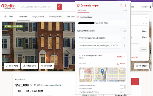 Redfin Commute Helper :: Automatically calculate commute times from Redfin property listings to your work or other important locations.