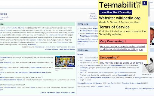 Termability :: Termability displays the Terms of Service of a website in simple language.