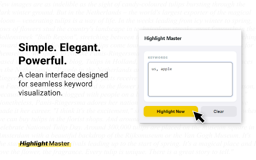 Highlight Master :: Highlight Master — Multi-Keyword Visualizer
Effortlessly track and highlight multiple keywords across any article in real-time.…