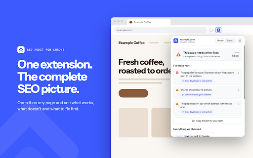 The Only SEO Extension You Need :: Full SEO audit in one click — meta tags, Open Graph, Core Web Vitals, structured data, hreflang, images, links, and accessibility.
