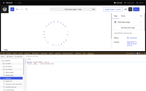 WordPress Playground DevTools :: DevTools panel for inspecting and editing WordPress Playground instances