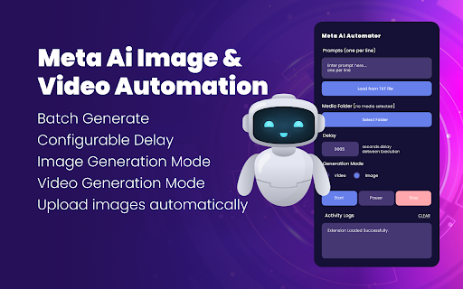 Meta AI Media Automator – Batch Image & Video Generator :: Automate Meta AI image and video creation with batch prompts, uploads, scheduling, and a powerful sidebar controller.