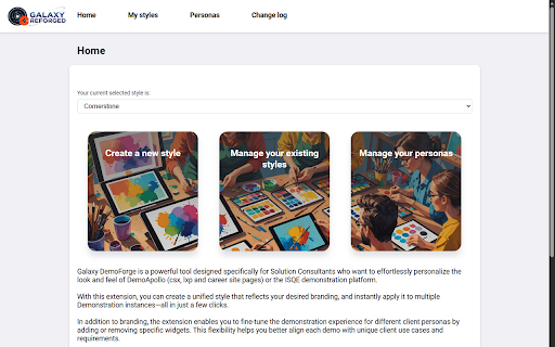 Reforged :: Create, manage custom styles and personas for the Cornerstone Experience