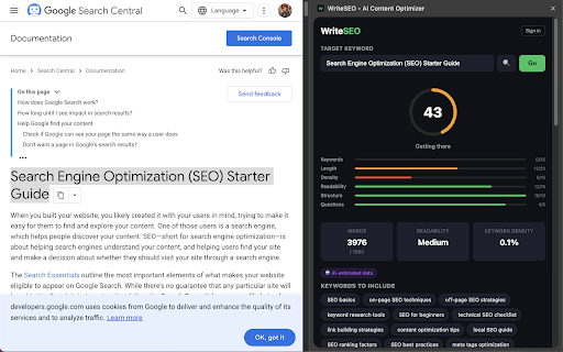 WriteSEO - AI Content Optimizer :: Optimize your content for SEO while you write. Get real-time keyword suggestions, readability scores, and content optimization tips.