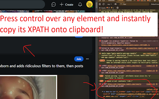 Quick XPATH :: Quickly get XPATH from webpage elements for quick web automation. Hover over element and press control to copy onto clipboard.