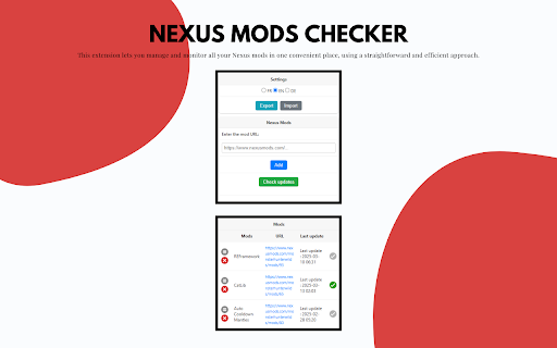 Nexus Mods Checker :: Chrome Extension to easily check and manage Nexus Mods updates.