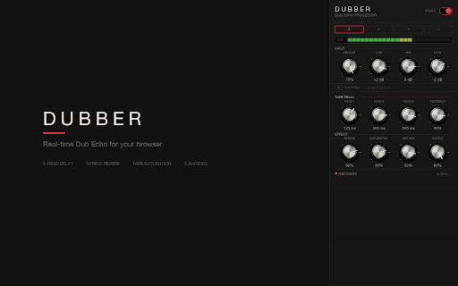 Dubber - Dub Echo Processor :: Real-time dub echo effect processor for browser tab audio