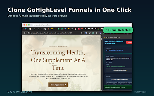 GHL Funnel Cloner Pro :: Clone GoHighLevel funnels and pages in one click, directly from your Chrome side panel.
What it actually does?
GHL Funnel Cloner…