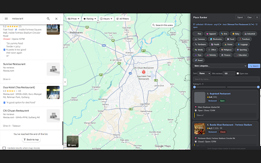 Google Maps Place Ranker :: Collects and ranks places from Google Maps search results by rating and review count.