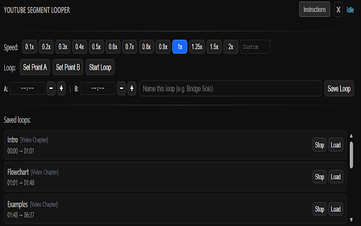 YouTube Segment Looper :: Loop, slow down, and save named sections of YouTube videos.