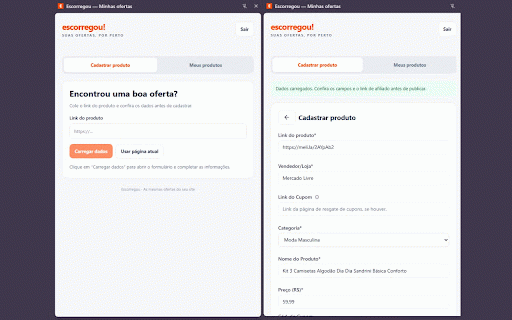 Escorregou — Minhas ofertas :: Cadastre e edite suas ofertas no Escorregou pelo painel lateral.
