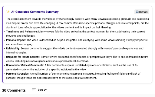 YouTube Comment Summarizer :: FREE Instant YouTube Comment Summaries - Powered by AI
Tired of scrolling through hundreds of YouTube comments to find the real…